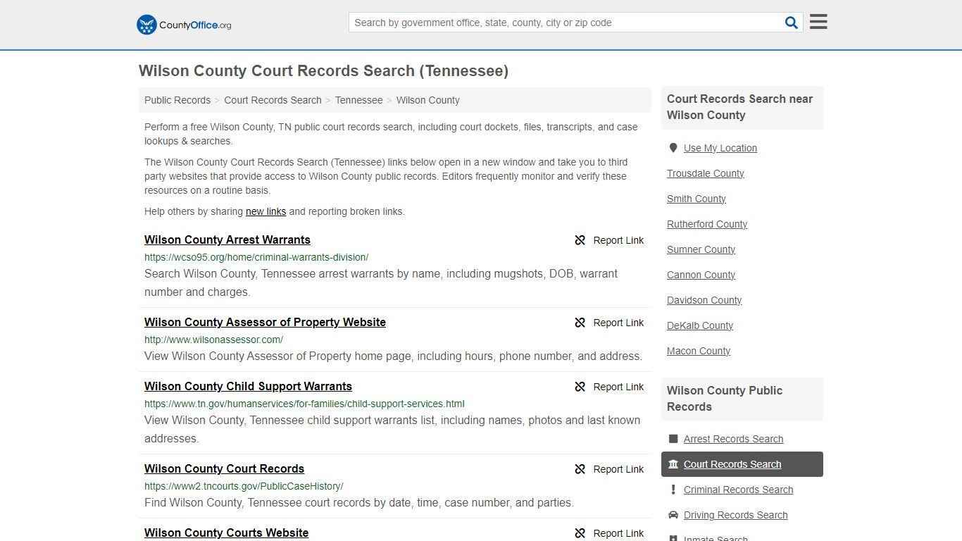 Wilson County Court Records Search (Tennessee) - County Office