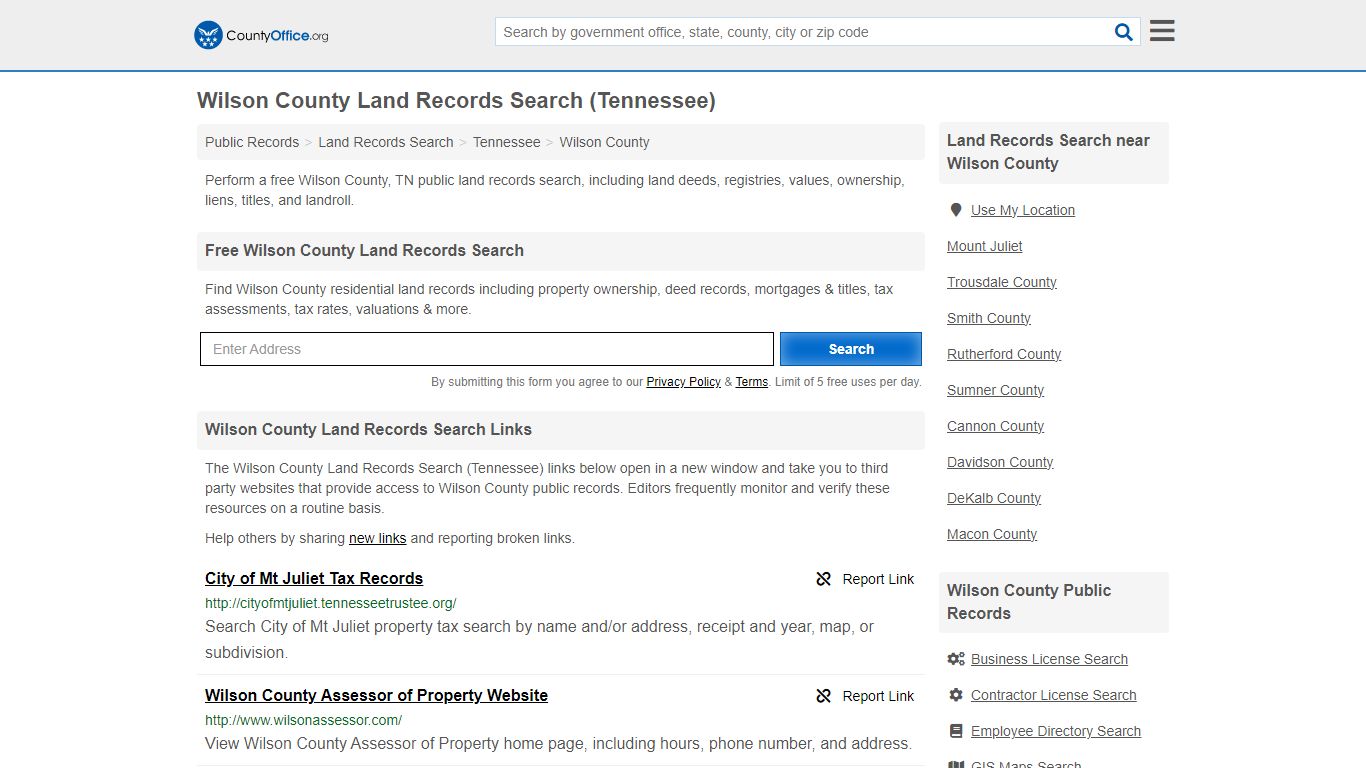 Wilson County Land Records Search (Tennessee) - County Office