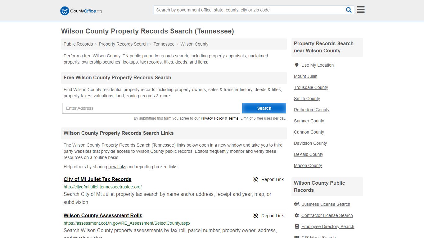 Wilson County Property Records Search (Tennessee) - County Office